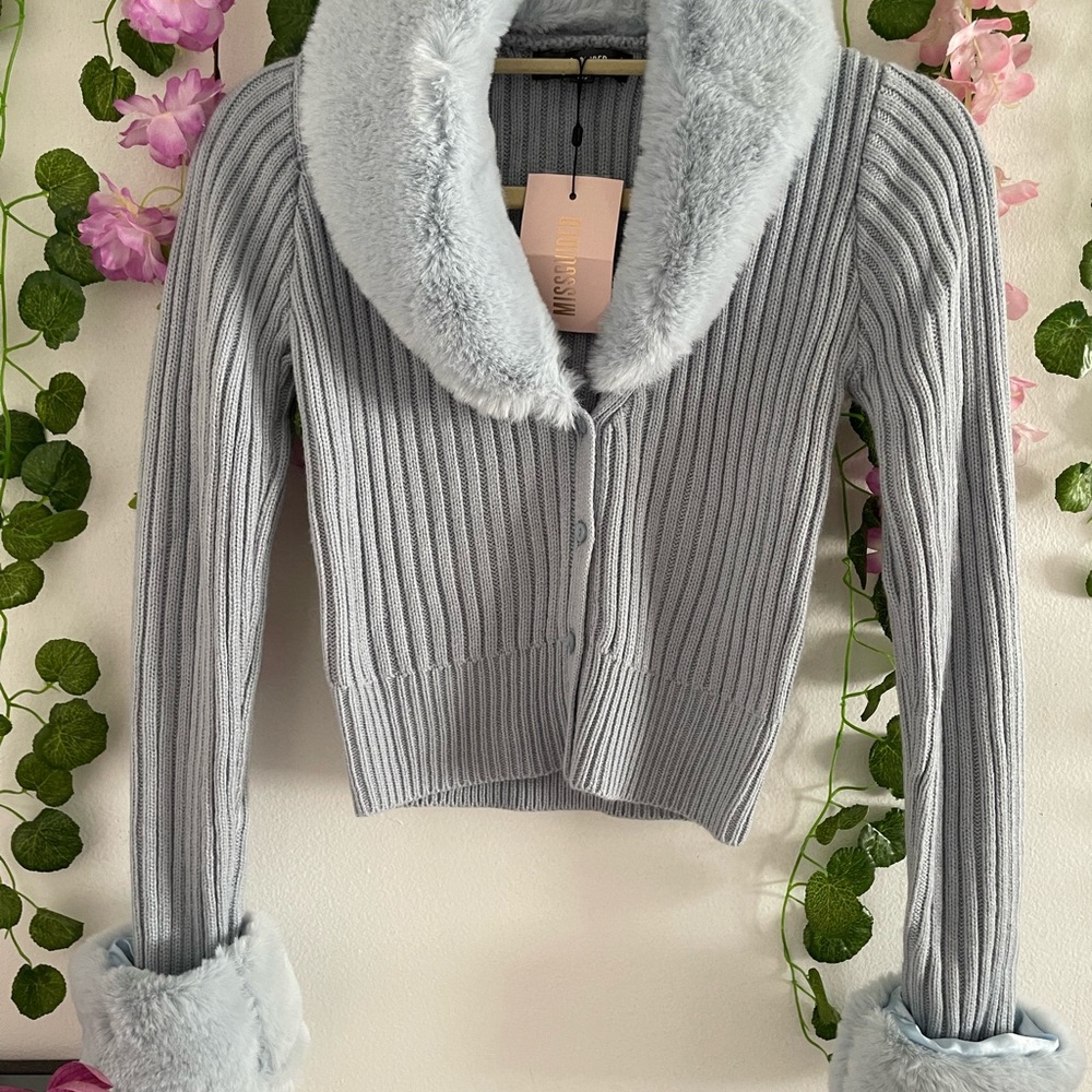 Missguided Light Blue Ribbed Cardigan - Picture 6 of 9